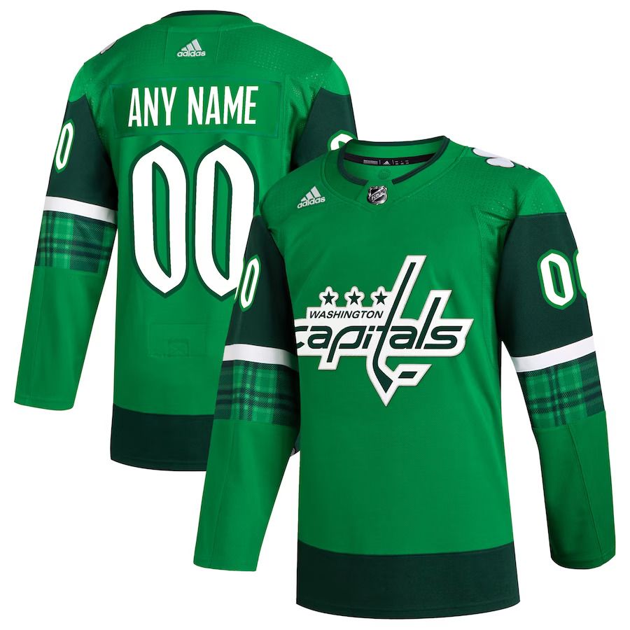 Men Washington Capitals adidas Kelly Green St. Patricks Day Authentic Custom NHL Jersey